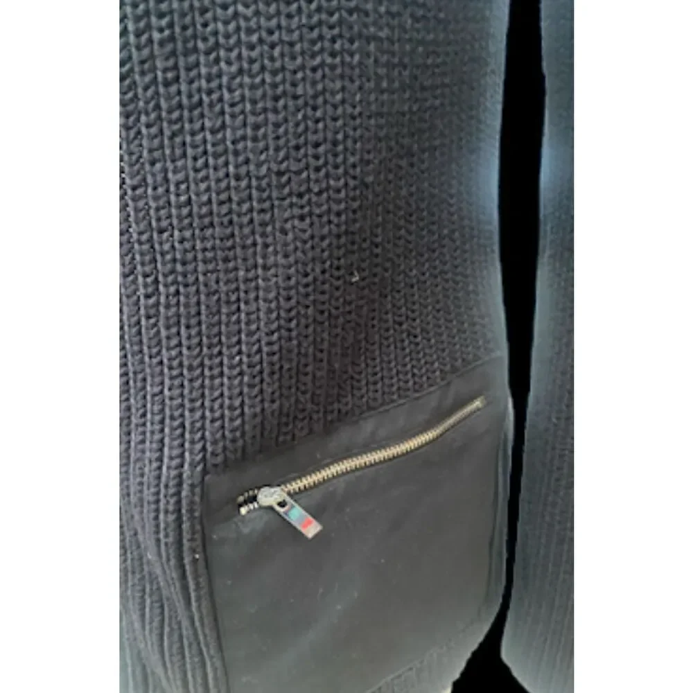 Jones New York Sport Cardigan Black Snap Front Zip Pockets Sz. L
